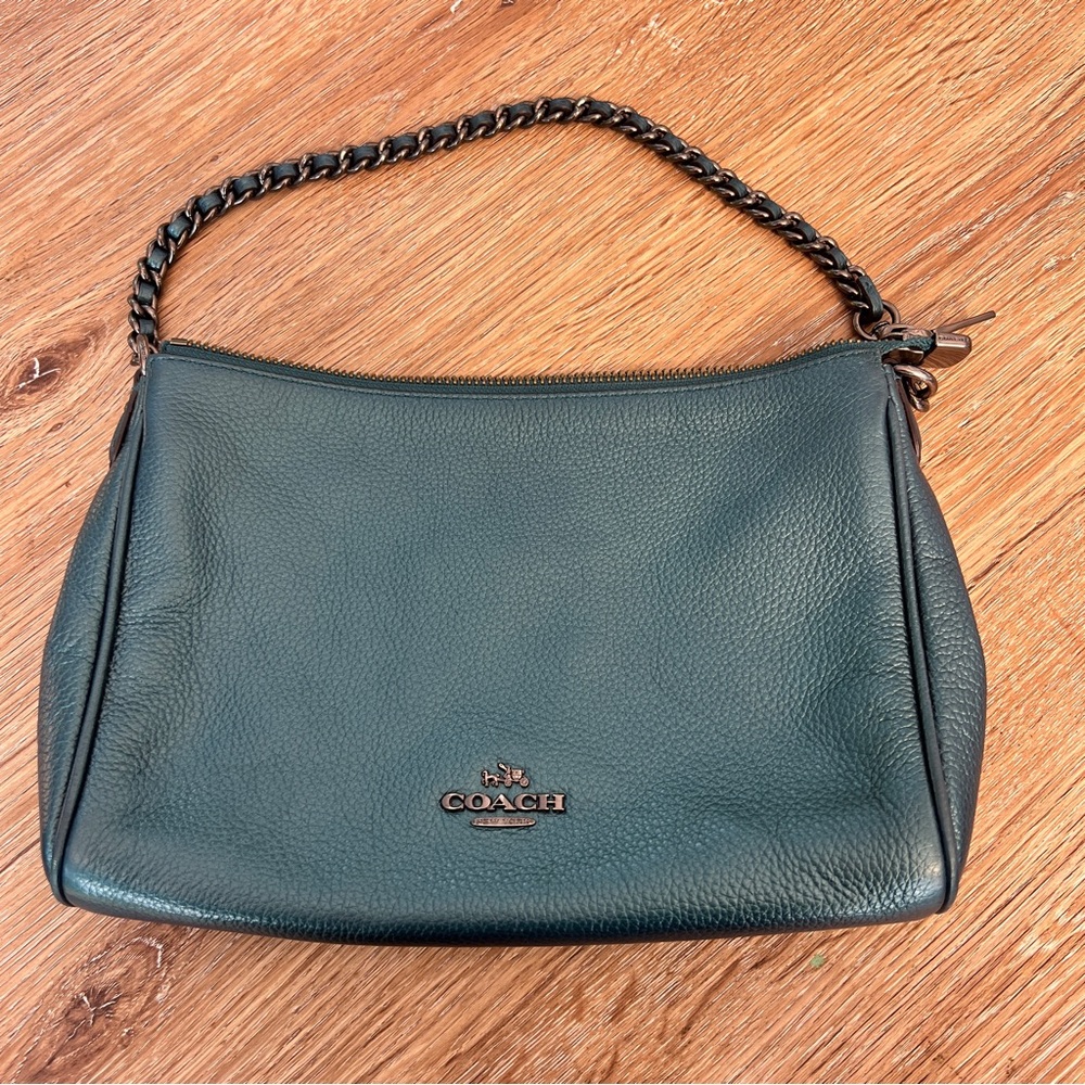 Coach F22207 Soft Pebble Leather Swinger Bag Metallic Blue